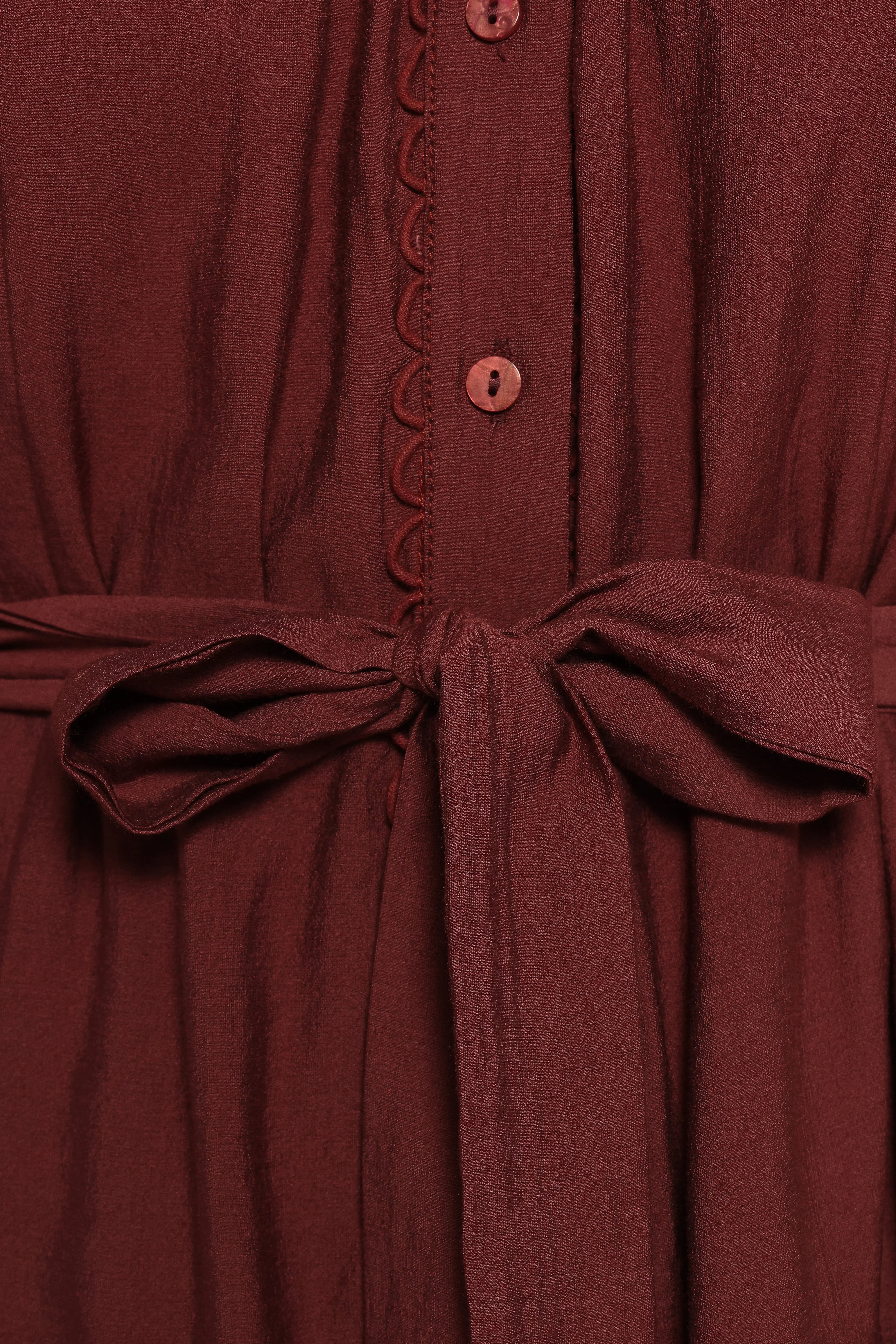 Pierce Long Sleeve Mini Dress Dark Wine
