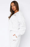 Cant Miss It Boxy Zip Front Hoodie Grey Marle Rose Gold