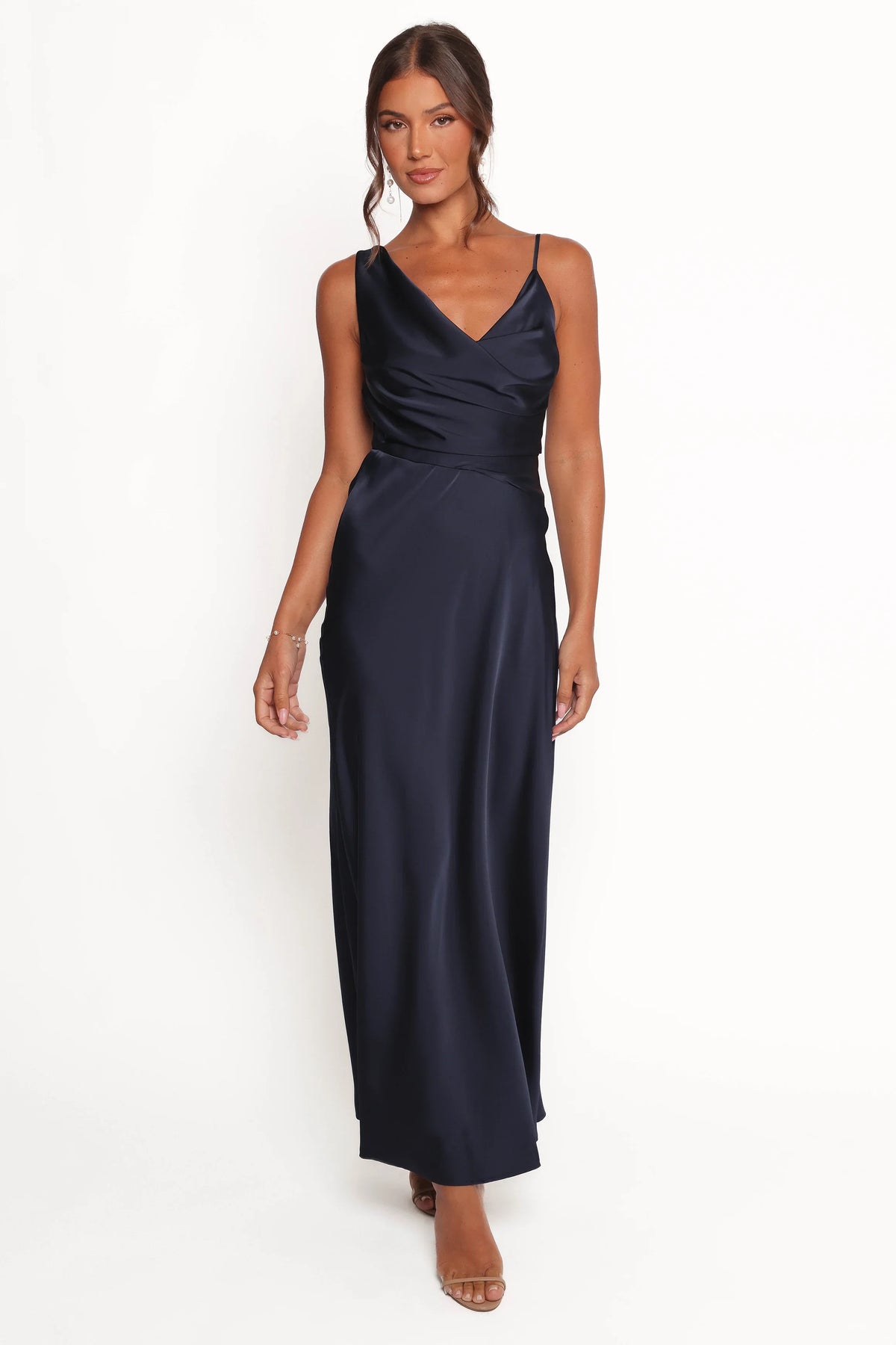 Anela Asymmetric Midi Dress Navy