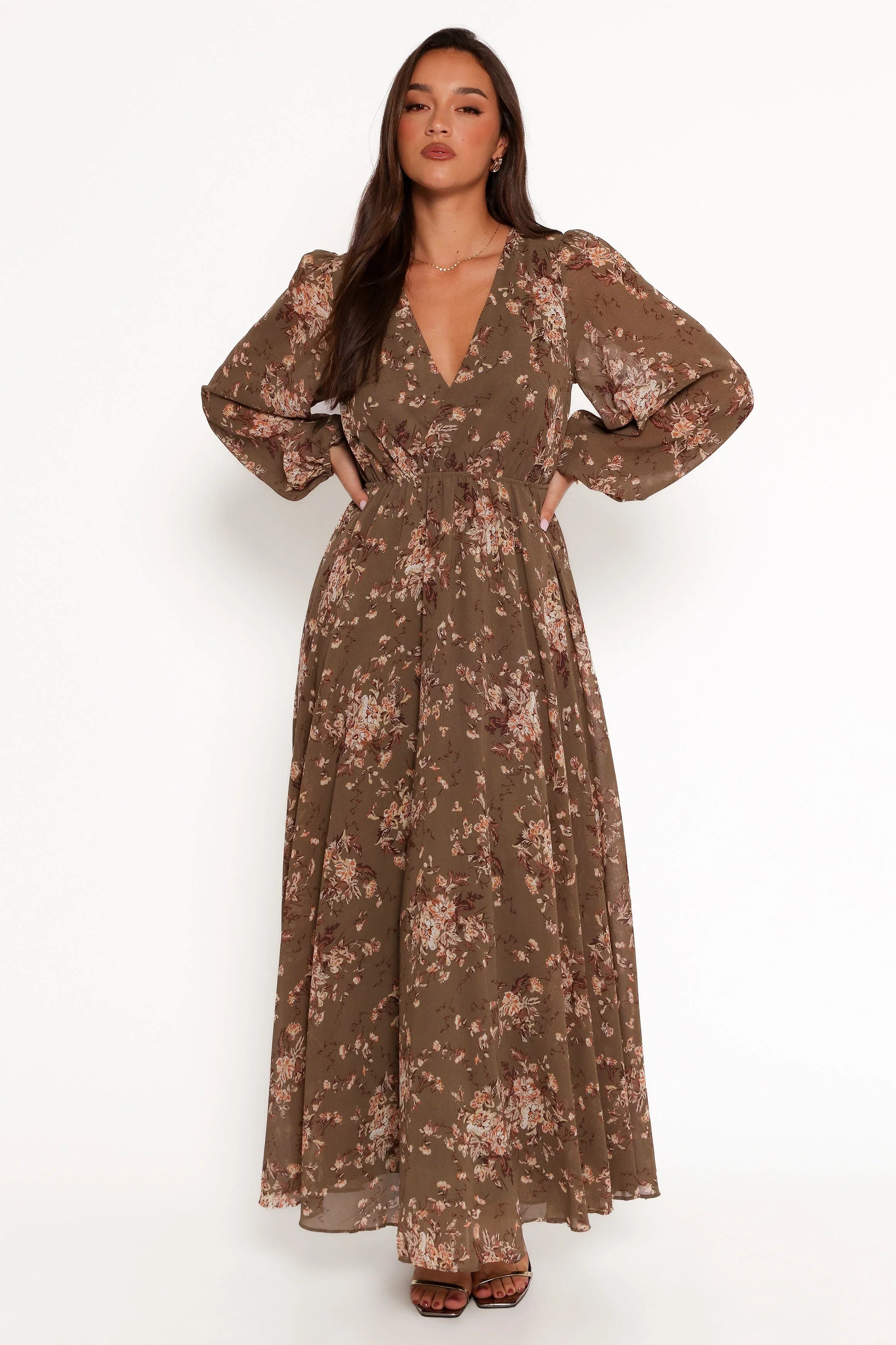 Anisa Maxi Dress Olive Floral