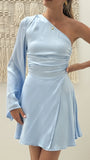 Letty One Shoulder Mini Dress Baby Blue