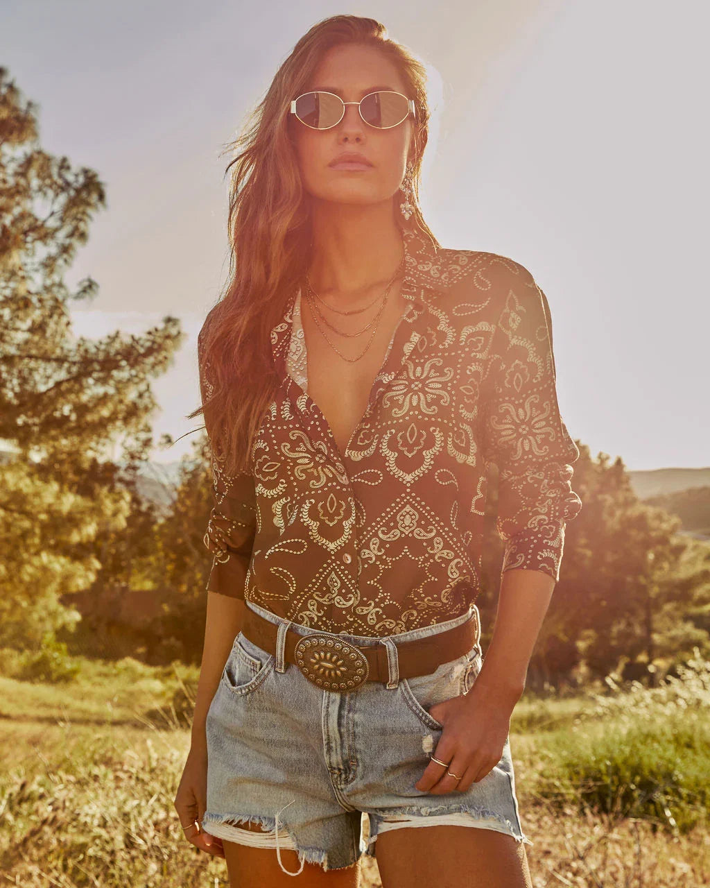 Alira Paisley Button Down Top