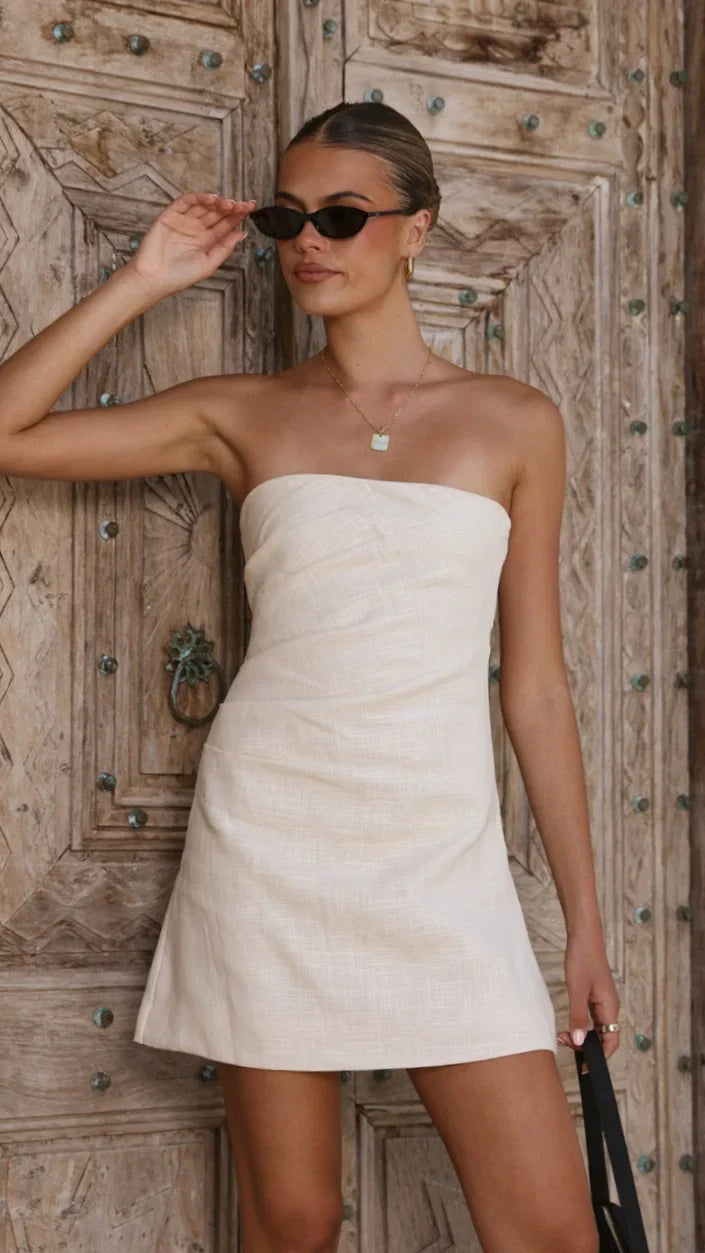 Dana Strapless Mini Dress Cream