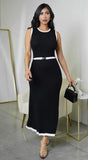 Elaria Sleeveless Contrast Midi Dress Black