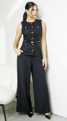 Leona Elasticized Wide Leg Pants Black