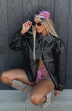 A London Girl PU Jacket Washed Chocolate