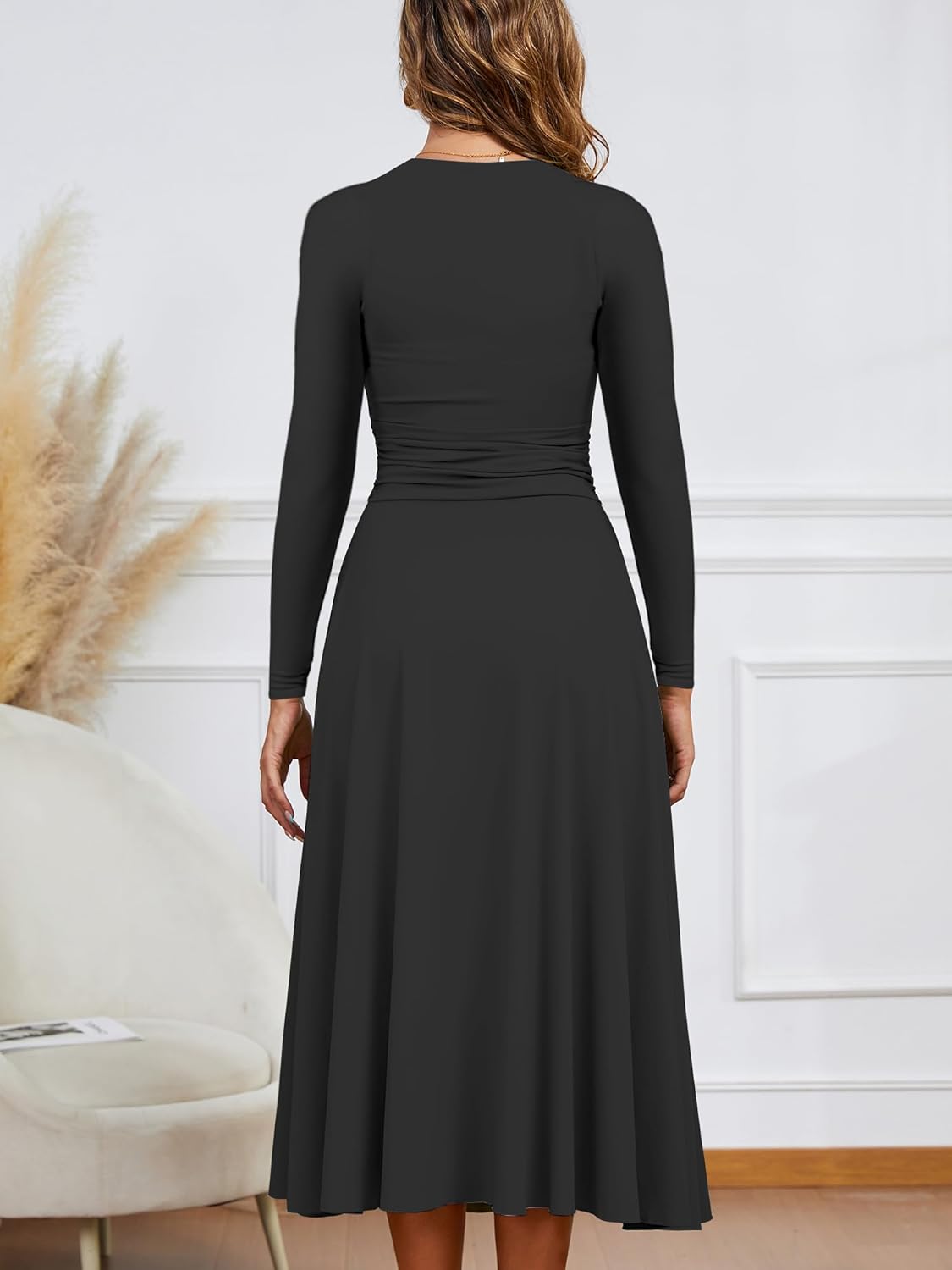 A Line Maxi Dress Ruffle Flowy Formal Long Dresses
