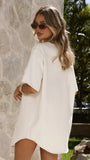 Maliha Button Up Mini Dress White Denim