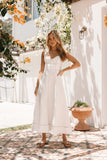 Everly Crossback Midi Dress White Denim