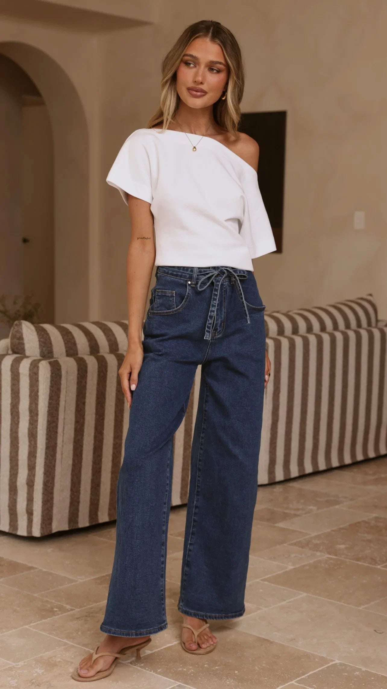 Nyra Wide Leg Jeans Dark Denim