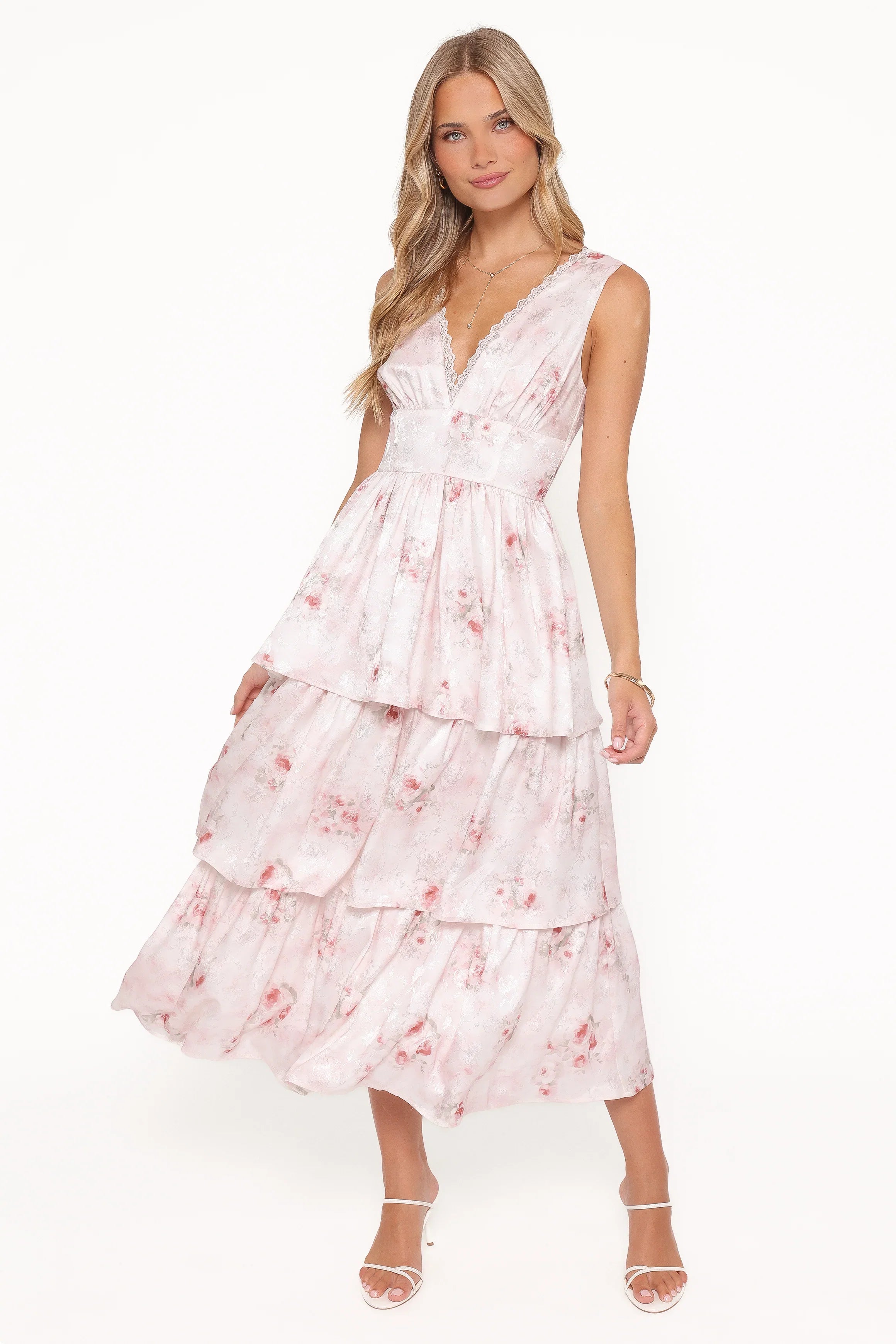 Natarsha Maxi Dress White Pink Floral
