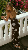 Blaine Maxi Dress Chocolate Beige Polka