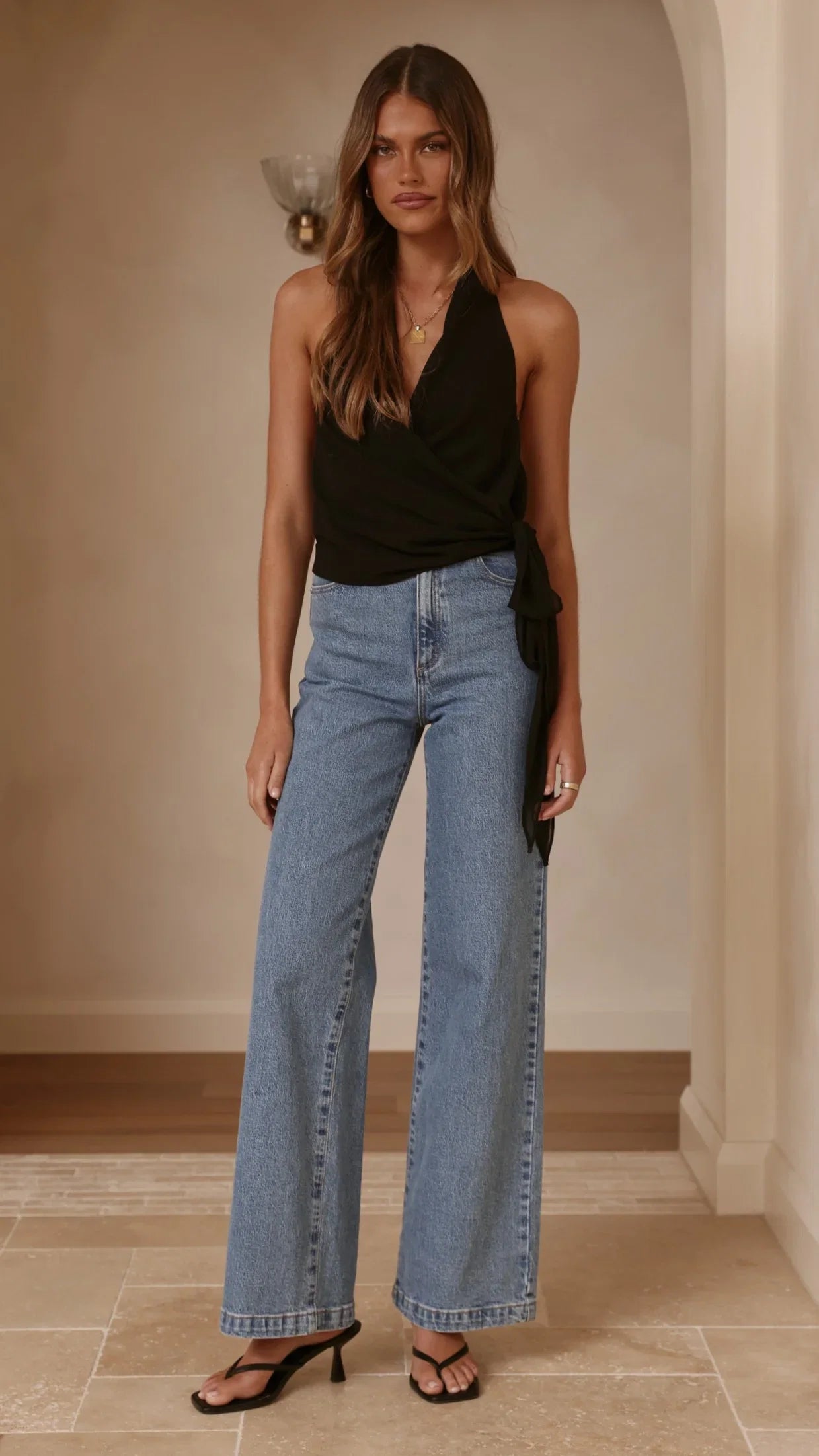 Belle Halter Neck Top Black