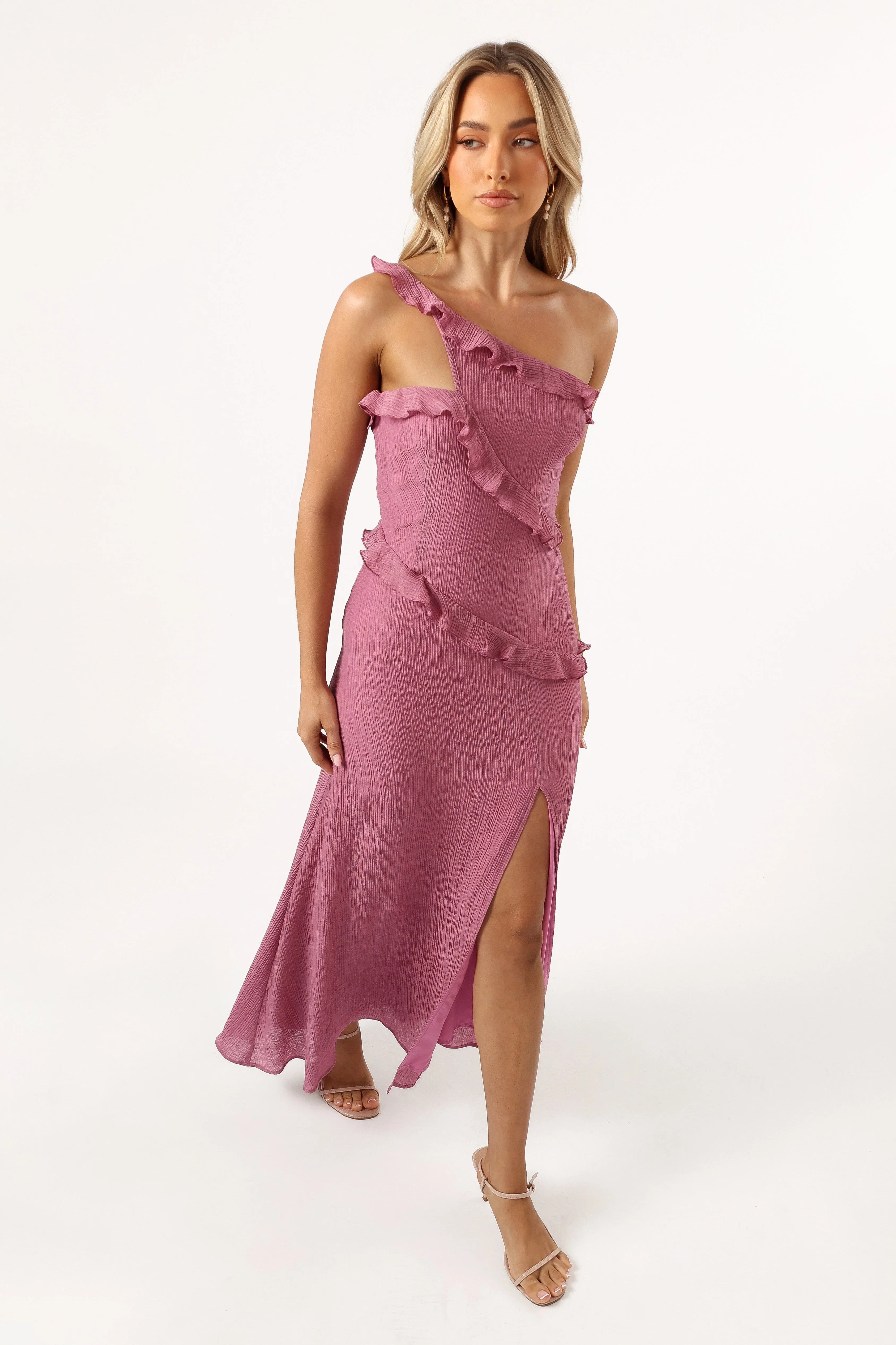 Ainslee One Shoulder Maxi Dress Pink