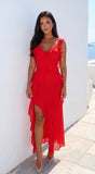 Ismeria Ruffle Maxi Dress Red