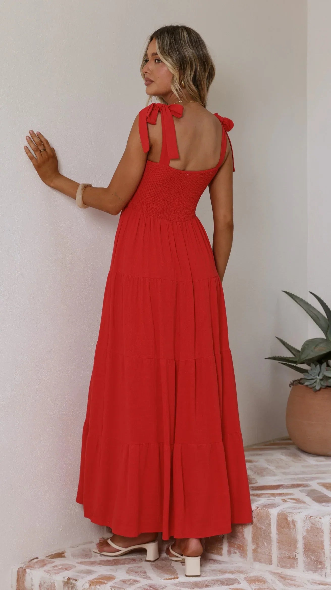 Carlina Tiered Maxi Dress Red