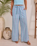 Breezy Muse Striped Wide Leg Waist Tie Pants