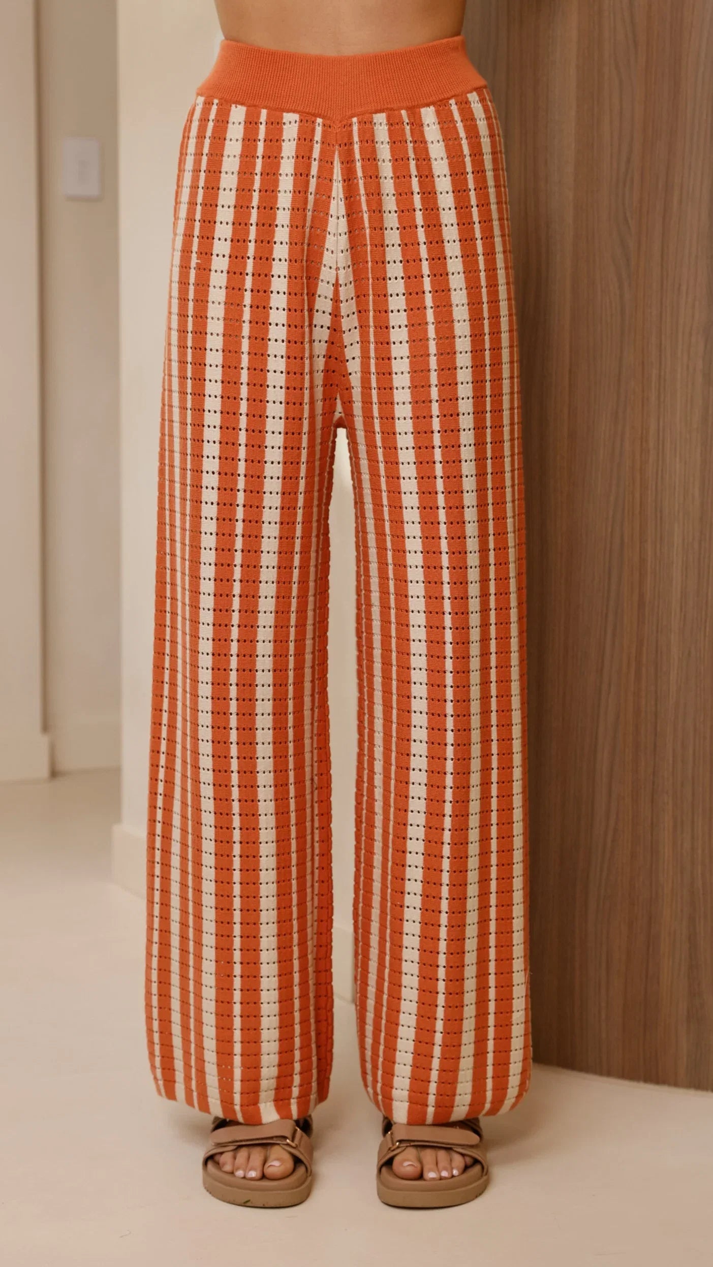Layla Knit Wide Leg Pants Orange