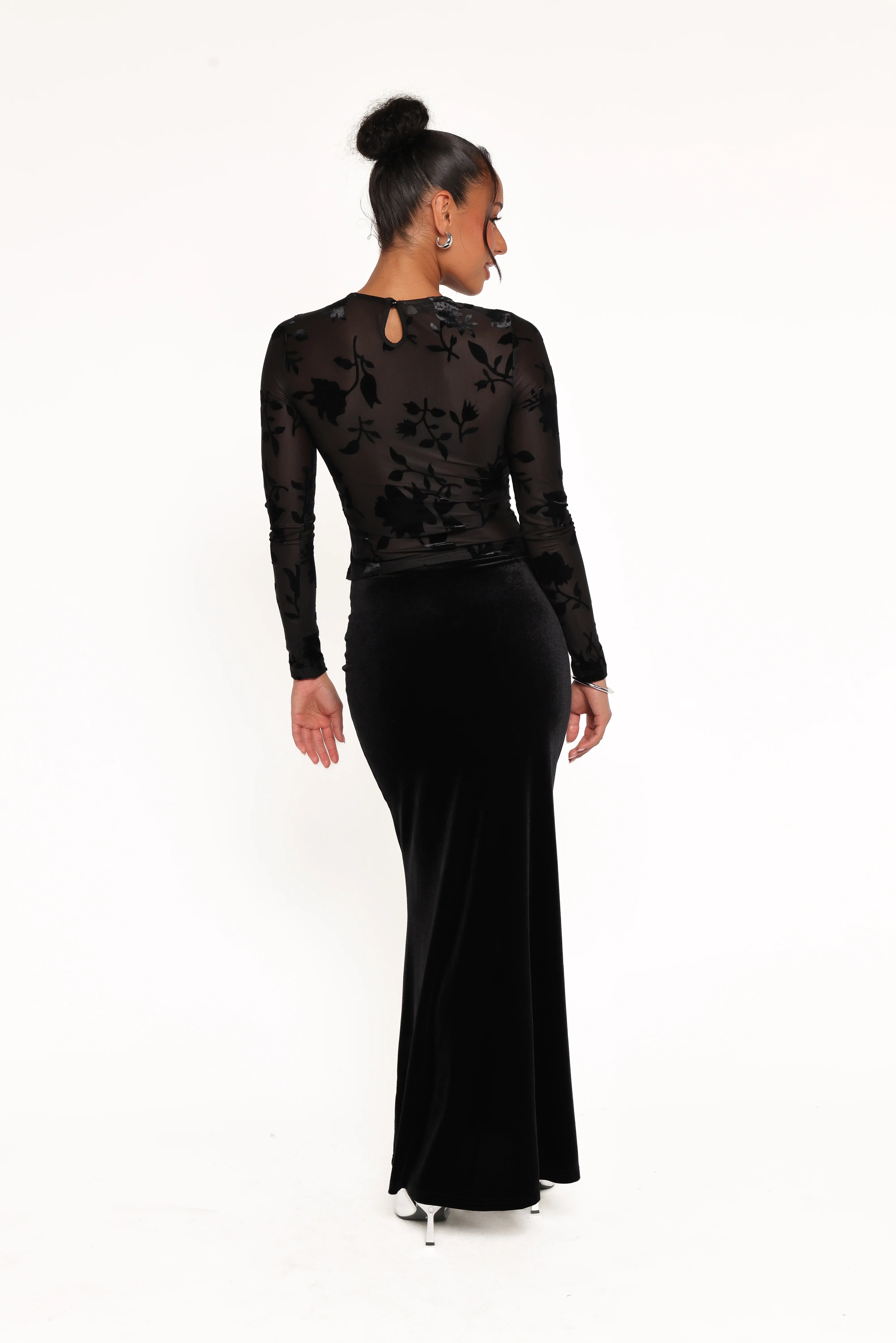 Velman Velvet Maxi Skirt Black