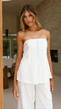 Sharni Strapless Pleat Top and Pants Set White